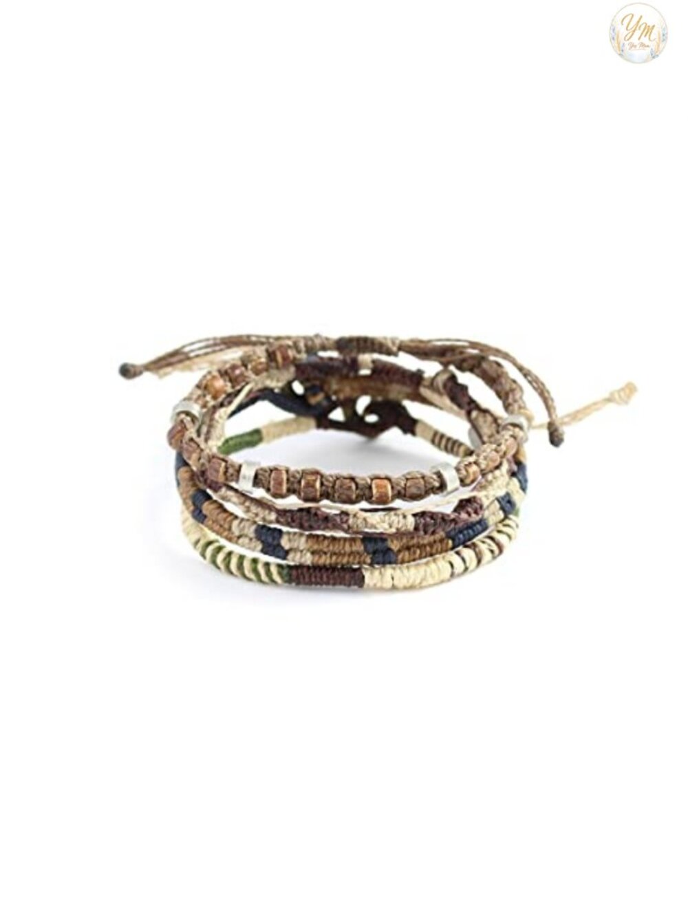 Handmade Beaded Boho Bracelet Set Stackable Macrame Charm